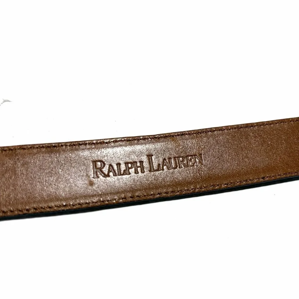Ralph Lauren Women’s Croc Embossed Skinny Leather Belt Size L